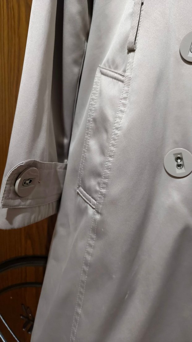 Düğmeli Bej Kadın Uzun Trençkot - Görsel 3