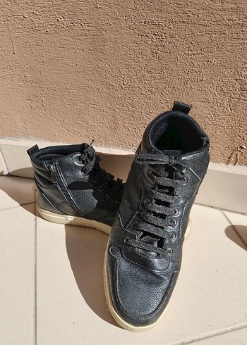 Siyah Çizgili Kadın Spor Ayakkabı Velcro - Görsel 5