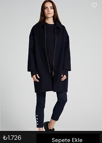 Fermuarlı Lacivert Kadın Kaban - Görsel 2