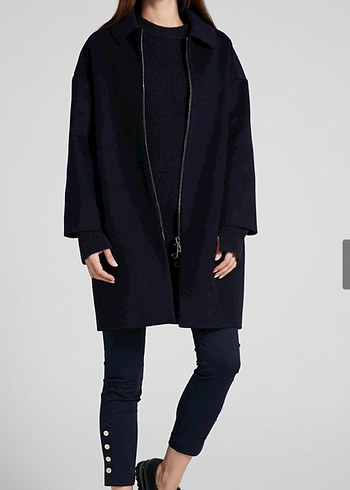 Fermuarlı Lacivert Kadın Kaban - Görsel 5