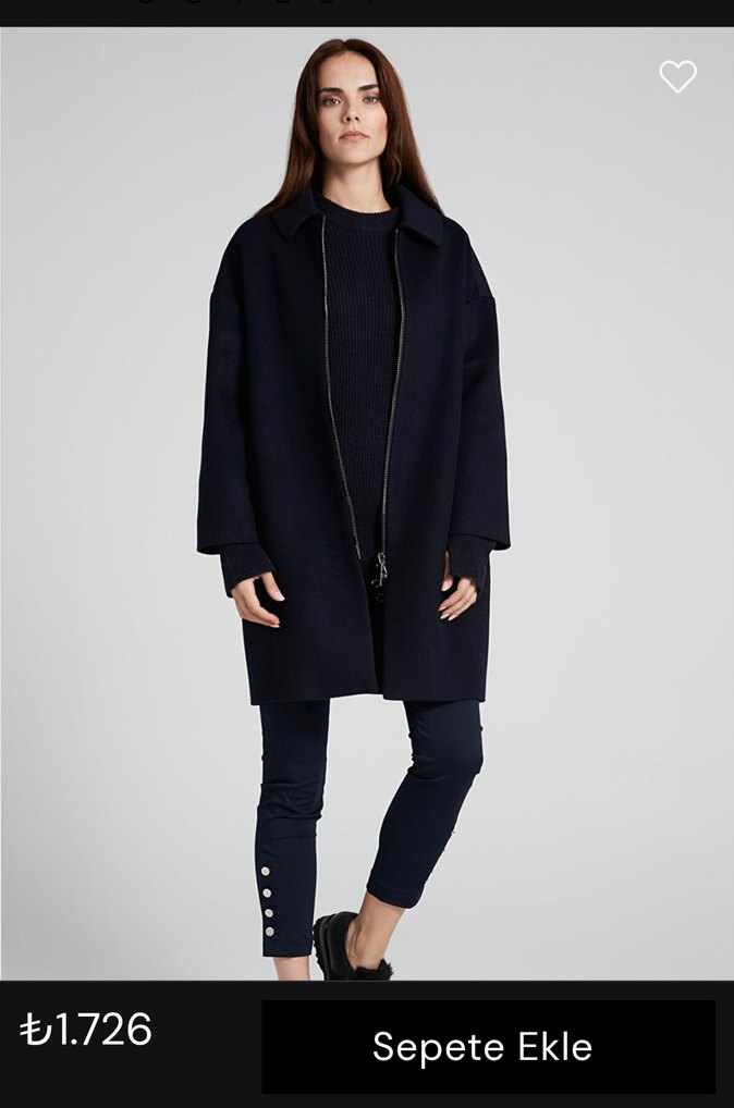 Fermuarlı Lacivert Kadın Kaban - Görsel 2