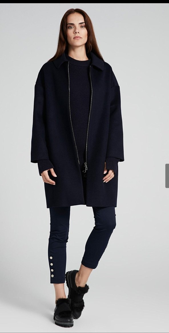 Fermuarlı Lacivert Kadın Kaban - Görsel 5