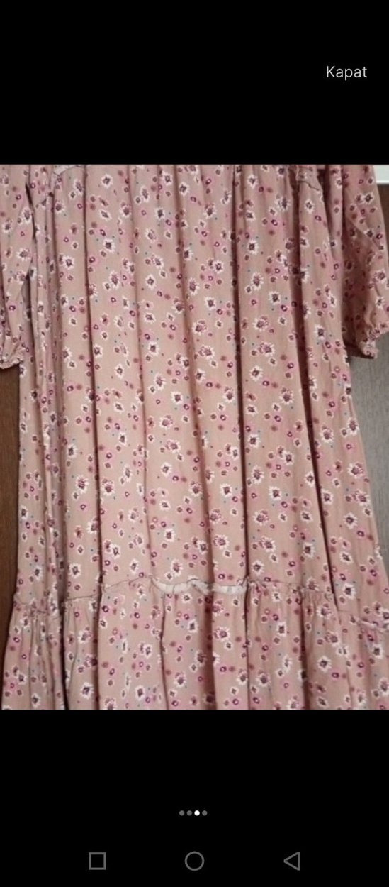 Pembe V Yaka Volanlı Uzun Bohem Elbise - Görsel 3