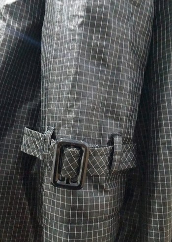 Gri Kadın Uzun Düğmeli Trençkot - Görsel 2