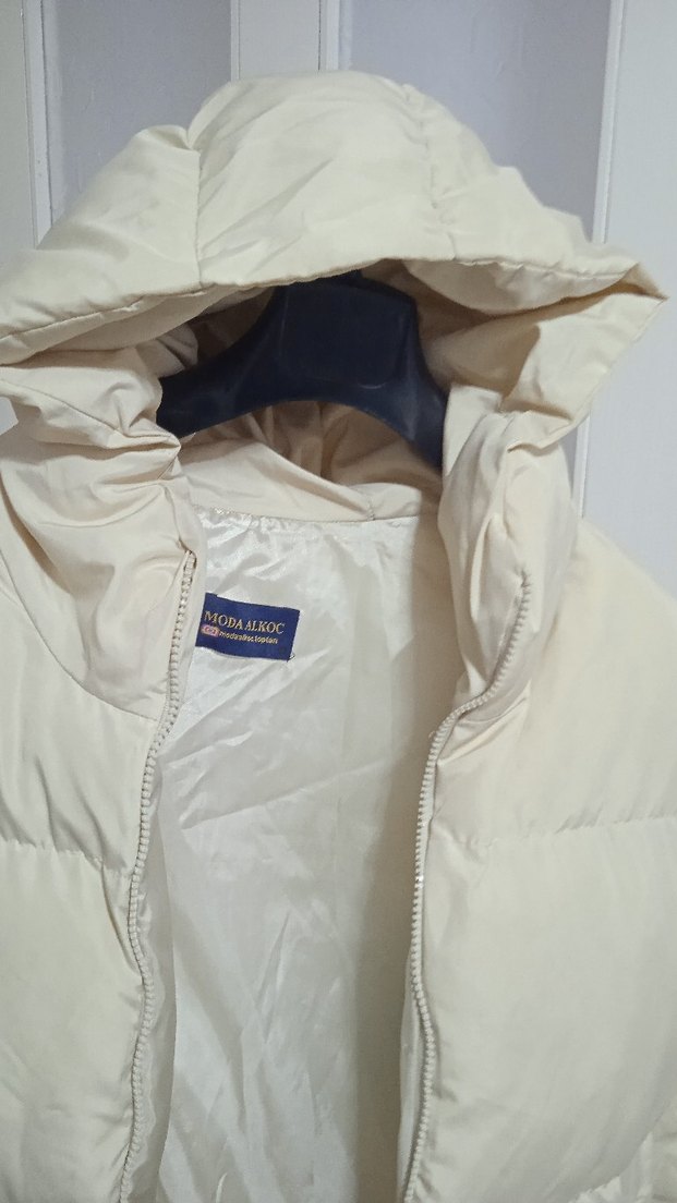 Krem rengi Kadın Kışlık Mont - Görsel 4