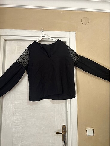 Puantiye detaylı bluz - Görsel 2