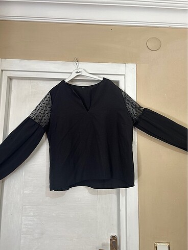 Puantiye detaylı bluz - Görsel 3