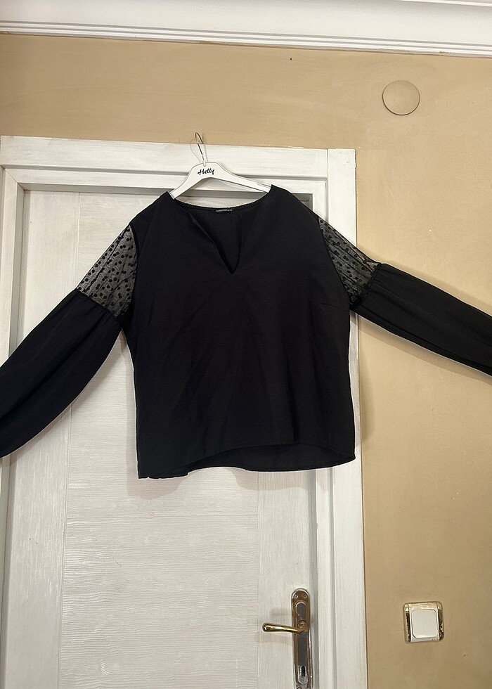 Puantiye detaylı bluz - Görsel 2