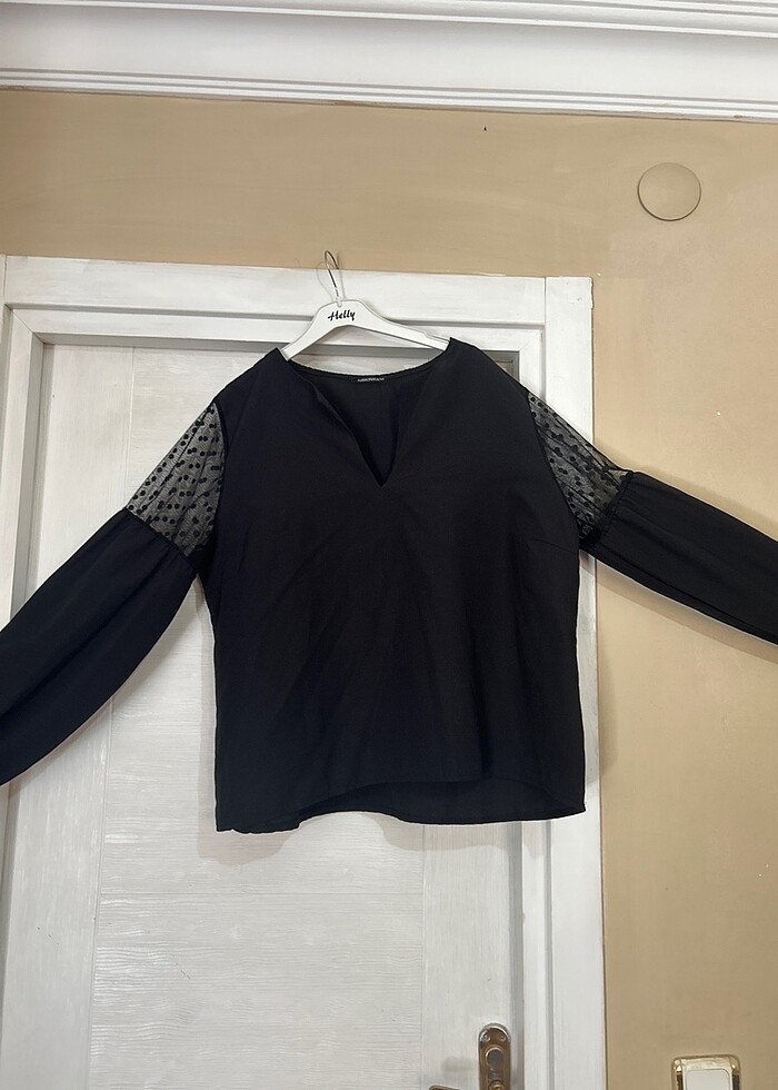 Puantiye detaylı bluz - Görsel 3