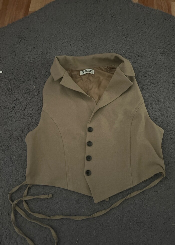 Kadın arkadan bağlamalı yelek - Görsel 2