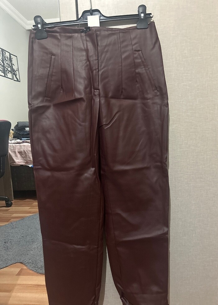 Bordo deri pantolon - Görsel 2