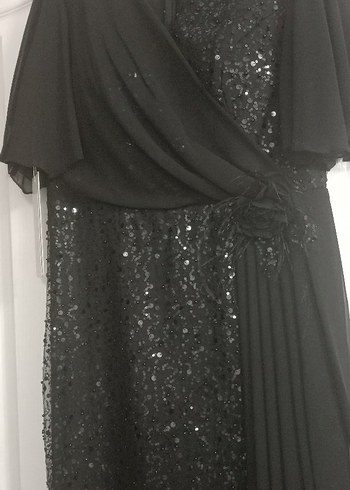 Siyah Drapeli Uzun Abiye Elbise - Görsel 4