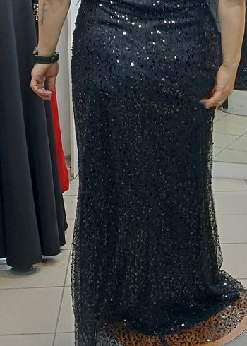 Siyah Drapeli Uzun Abiye Elbise - Görsel 3