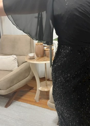 Siyah Drapeli Uzun Abiye Elbise - Görsel 10