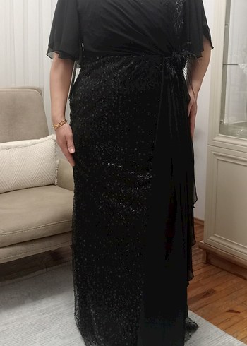 Siyah Drapeli Uzun Abiye Elbise - Görsel 11