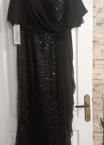 Siyah Drapeli Uzun Abiye Elbise - Görsel 7