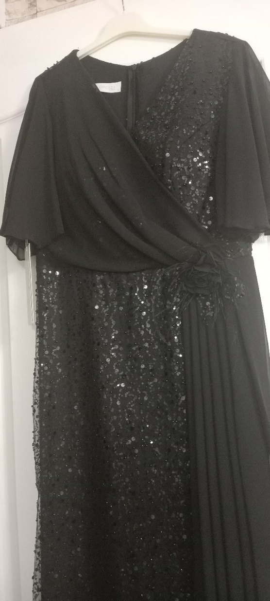 Siyah Drapeli Uzun Abiye Elbise - Görsel 4