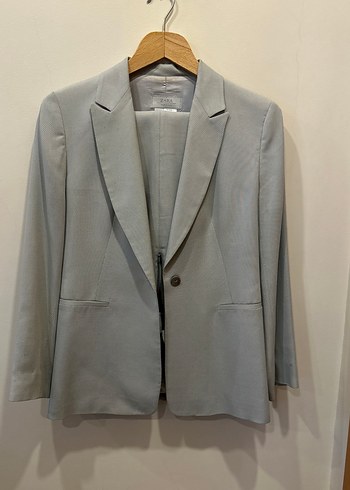 Zara Sik Acik Mavi Tek Dugmeli Blazer Ceket Ve Pantolon