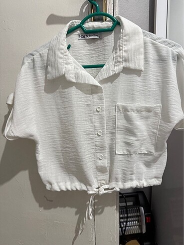 Bağlama detaylı keten gömlek - Görsel 2