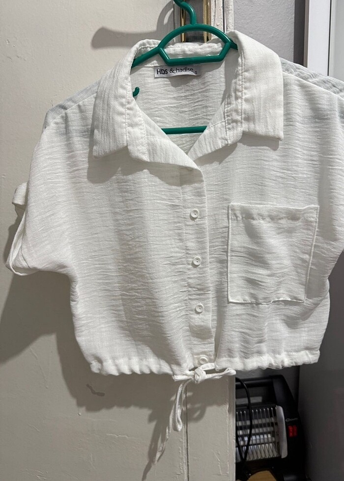 Bağlama detaylı keten gömlek - Görsel 2