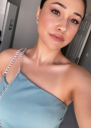 Turkuaz Halter Yaka Mini Elbise - Görsel 2