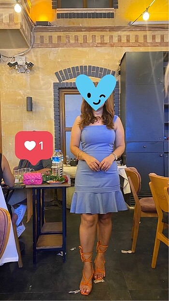 Mavi mini abiye elbise