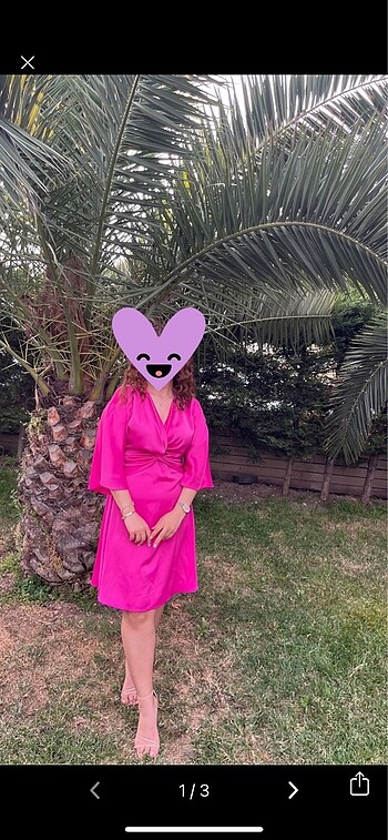 40 Beden Fuşya Saten Abiye elbise