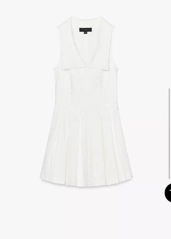 Zara Beyaz Pilili Kolsuz Elbise