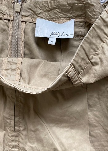 Bej Midi Keten Salaş Drapeli Kadın Etek - Görsel 2