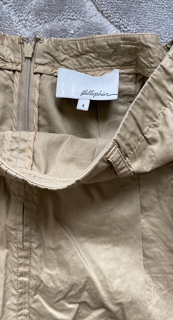 Bej Midi Keten Salaş Drapeli Kadın Etek - Görsel 2