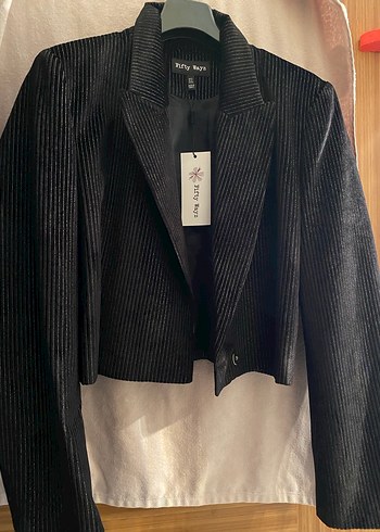 Kadın Siyah Pileli Blazer Ceket - Görsel 2