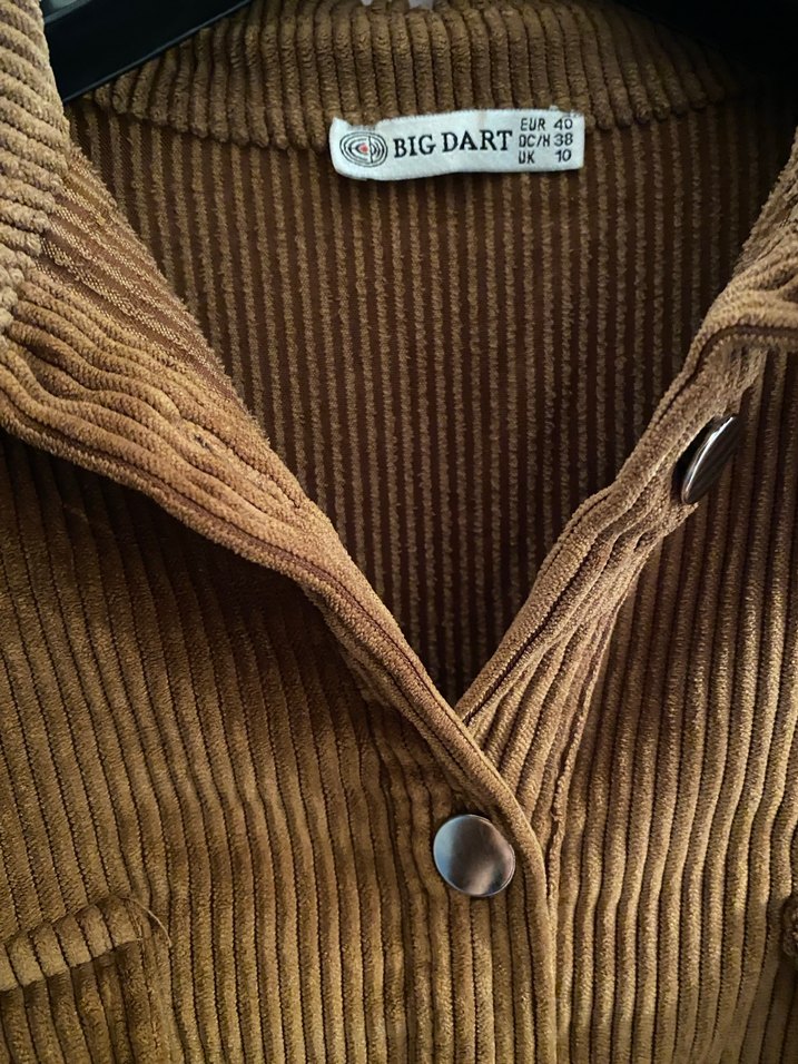 Düğmeli Kahverengi Kadın Kadife Gömlek - Görsel 2