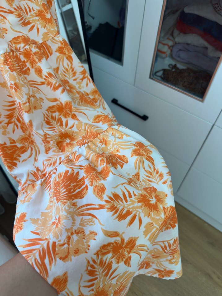 Turuncu Bağlama Desenli ELBİSE - Görsel 5