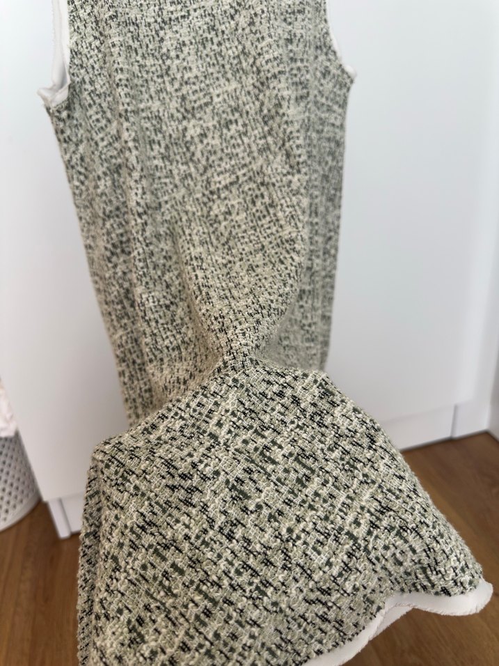 Açık yeşil Gri Örgü Mini Kolsuz Elbise - Görsel 4