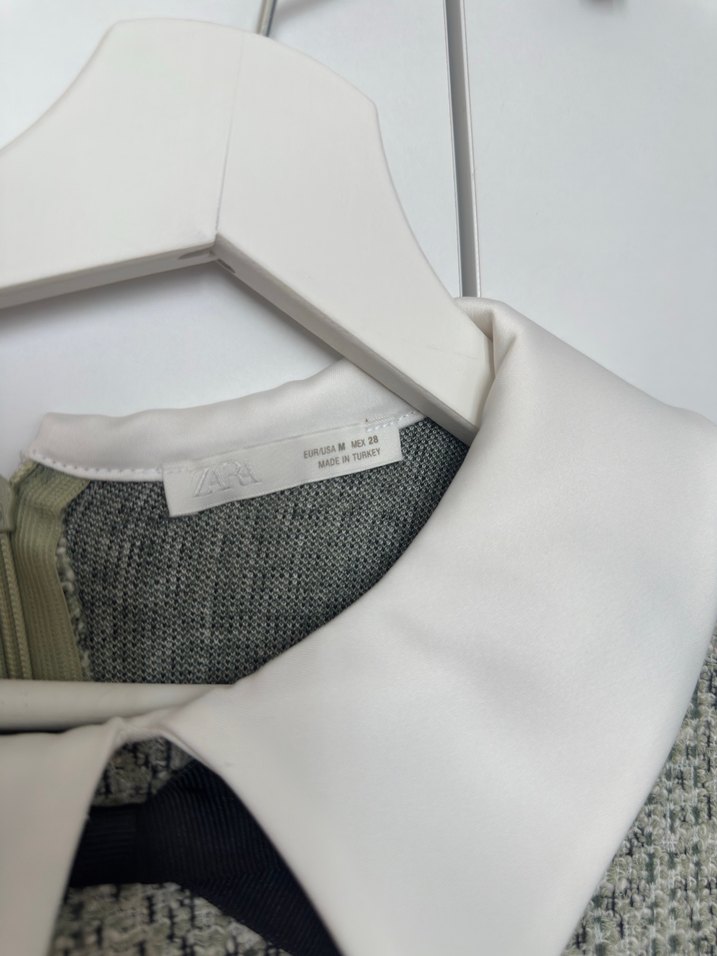 Açık yeşil Gri Örgü Mini Kolsuz Elbise - Görsel 3