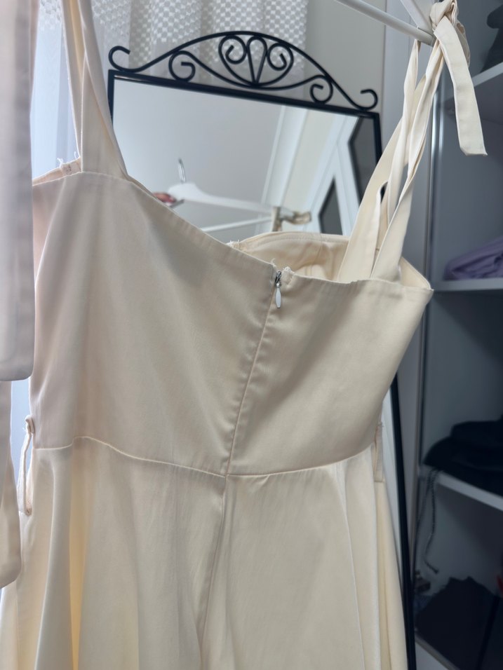 Krem rengi mini ELBİSE - Görsel 5