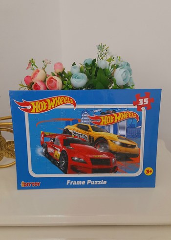 35 Parça Renkli Hot Wheels Çerçeveli Puzzle