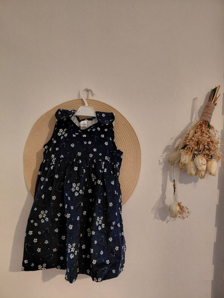 Kolsuz  Lacivert Kız Elbise - Görsel 3