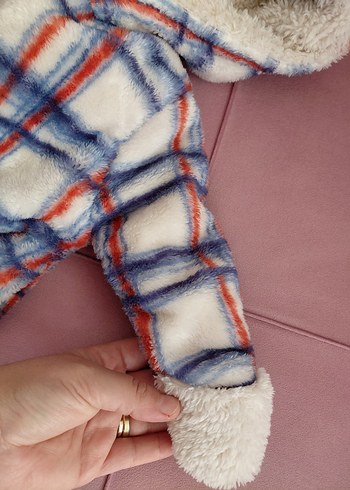 Peluş Kürklü Pastel Renkli Bebek Tulumu - Görsel 3