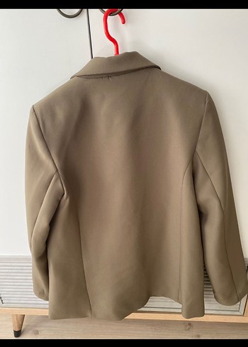 s Beden haki Renk Bej Düğmeli Kadın Midi Blazer Ceket