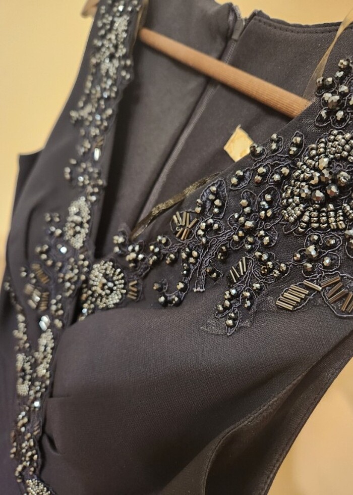 Lacivert Boncuklu Abiye - Görsel 3