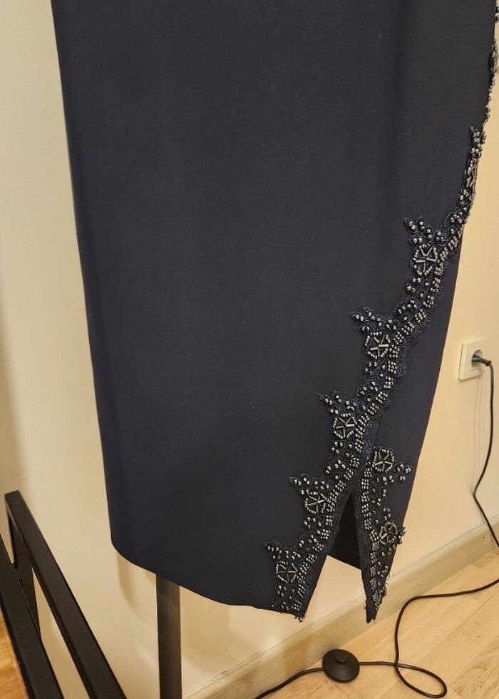 Lacivert Boncuklu Abiye - Görsel 4