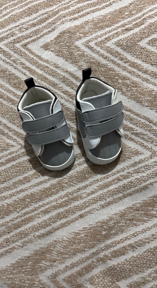 Gri Erkek Bebek İlk Adım Ayakkabısı Velcro - Görsel 5