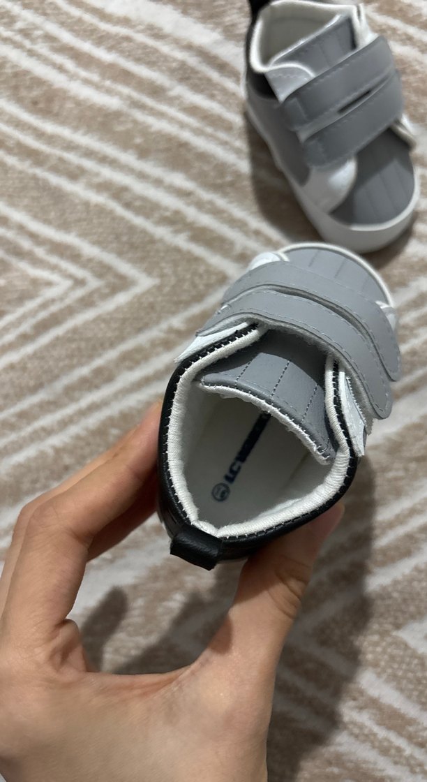 Gri Erkek Bebek İlk Adım Ayakkabısı Velcro - Görsel 2