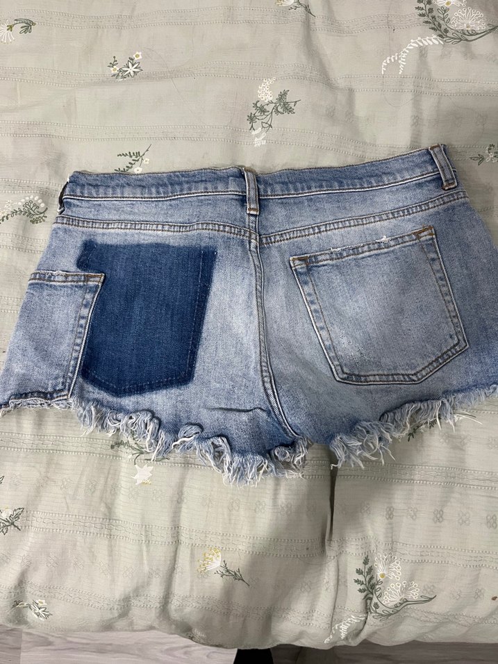 Twist mavi kot mini şort - Görsel 2