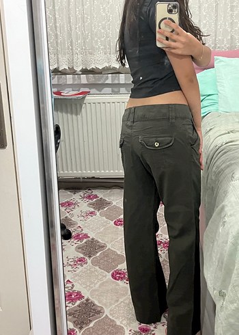 38 Beden kahverengi Renk Düşük Bel Haki Pantolon