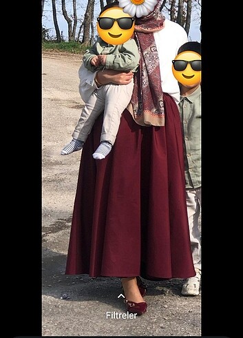 xl Beden bordo Renk Tesettür etek