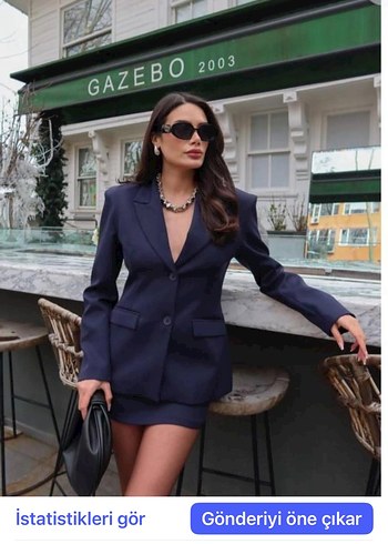 Lacivert Blazer ceket etek takım