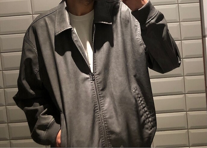 l Beden Bershka oversize deri ceket