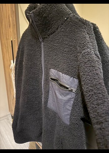 Siyah Fermuarlı Kadın Polar Ceket - Görsel 2